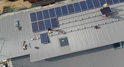 Aerial of solar on roof